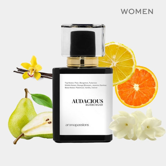 AUDACIOUS | Inspired by GIVNCHY LINTERDIT | L'Interdit Dupe Pheromone Eau De Parfum | Orange Blossom Jasmine Patchouli Vanilla Vetiver Essential Oils - aromapassions