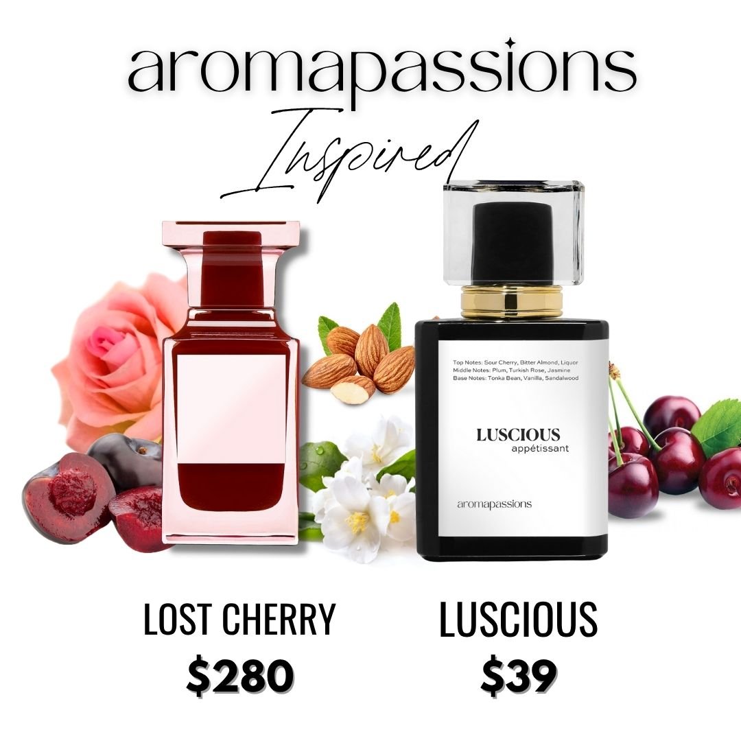 LUSCIOUS | Inspired by TOM FORD LOST CHERRY | Lost Cherry Dupe Pheromone Perfume | Cherry Scent Notes | Vanilla Cedarwood Vetiver Jasmine Cinnamon Turkish Rose Essential Oils - aromapassions