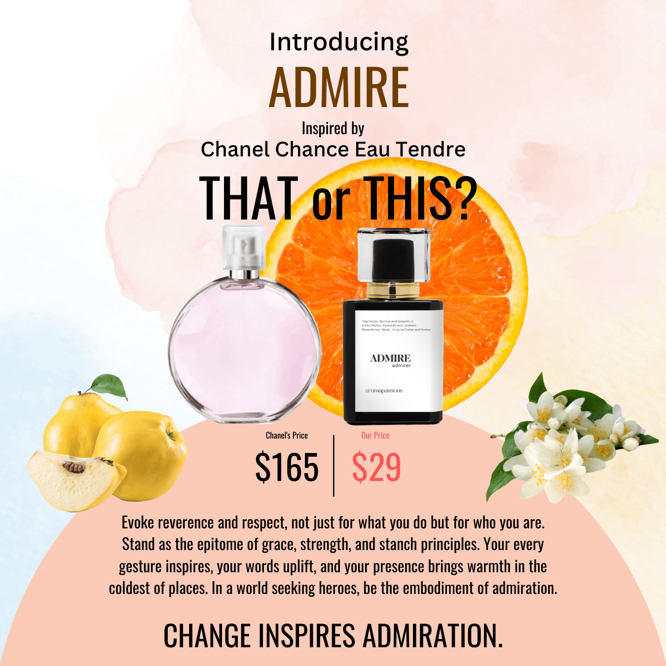 ADMIRE | Inspired by CHANEL CHANCE EAU TENDRE | Chance Eau Tendre Dupe Pheromone Perfume - aromapassions