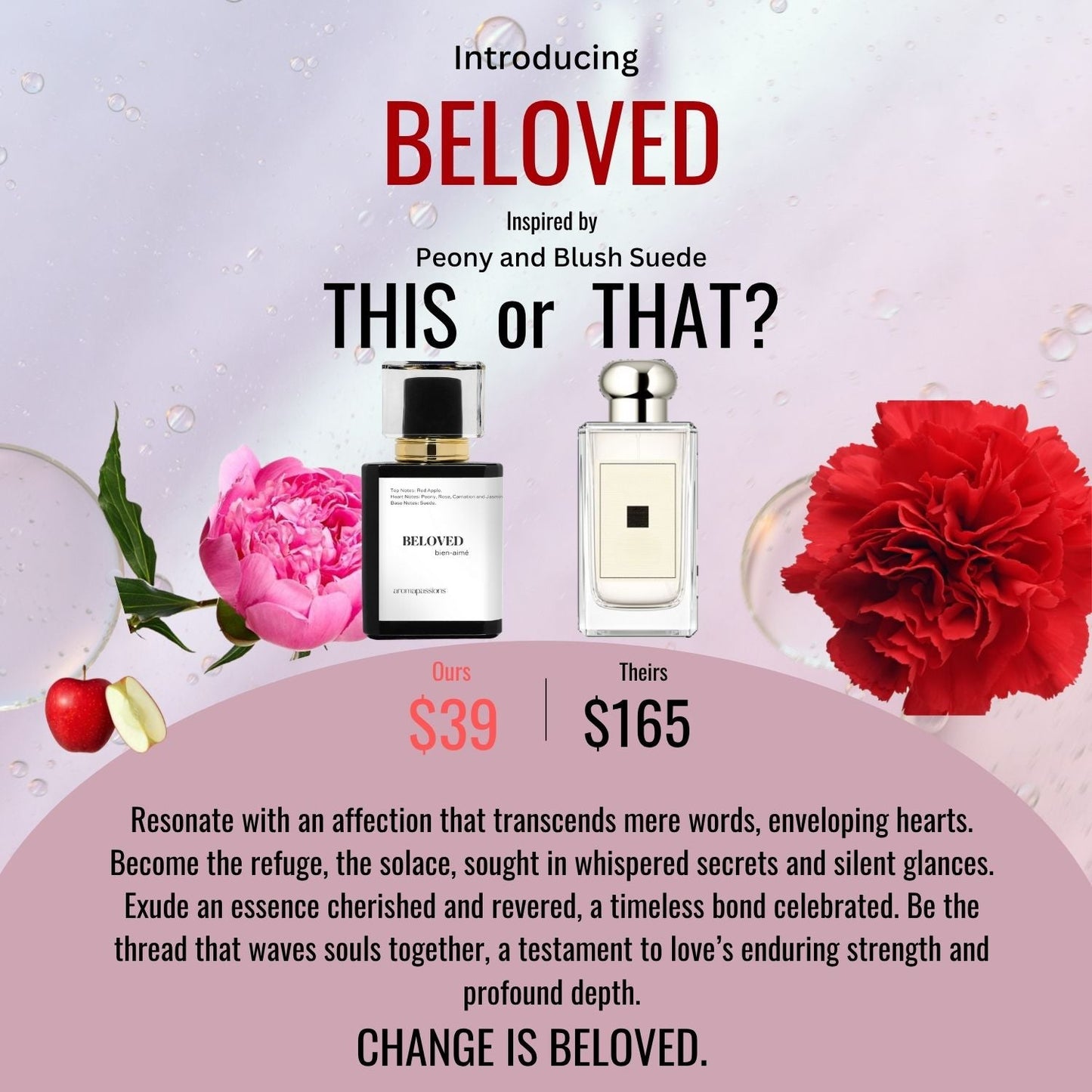 BELOVED | Inspired by JO MALONE PEONY AND BLUSH SUEDE | Peony and Blush Suede Dupe Pheromone Perfume - aromapassions