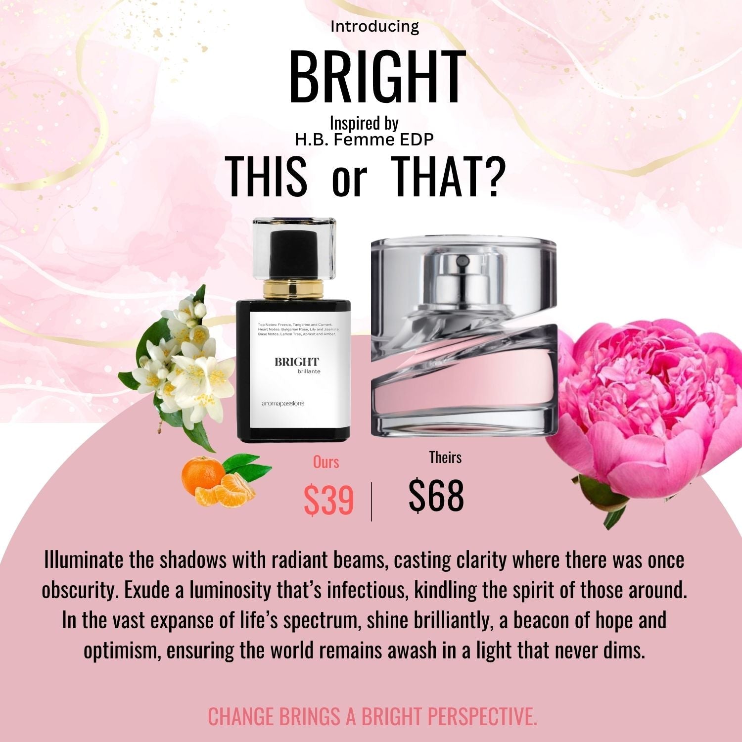 BRIGHT | Inspired by HUGO BOSS FEMME EDP | Femme EDP Dupe Pheromone Perfume - aromapassions