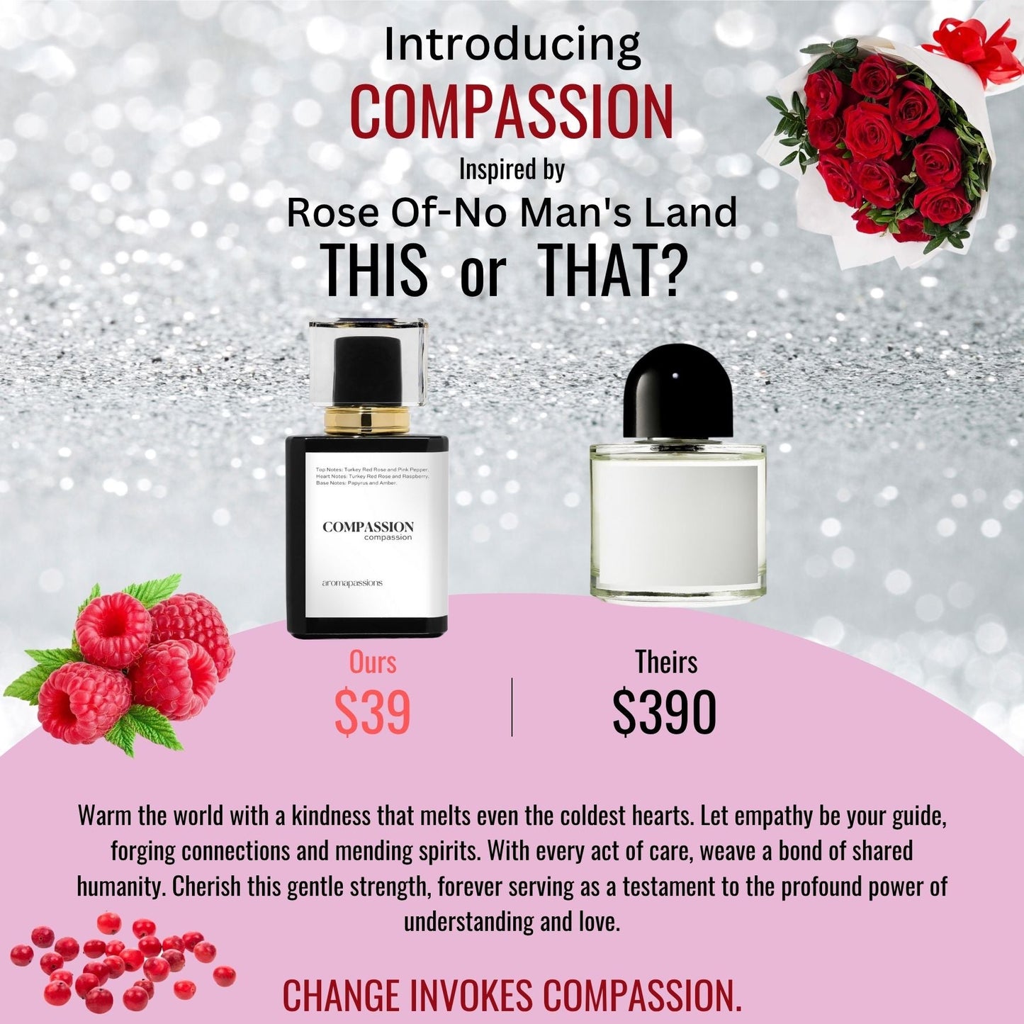 COMPASSION | Inspired by BYREDO ROSE OF - NO MAN'S LAND | Rose Of - No Man's Land Dupe Pheromone Perfume - aromapassions