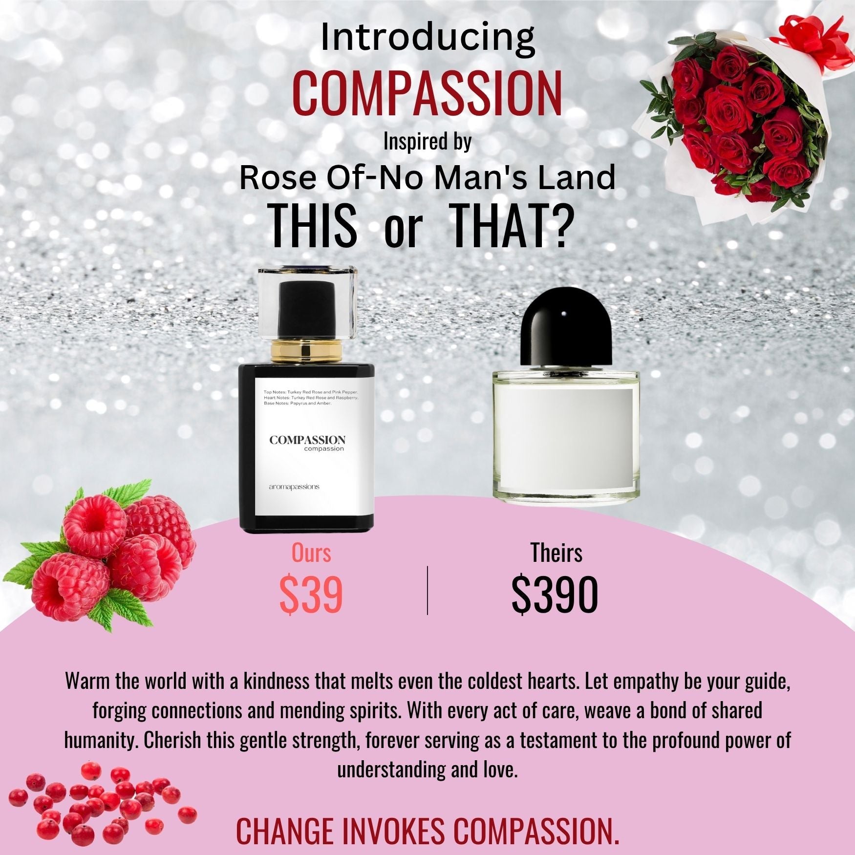 COMPASSION | Inspired by BYREDO ROSE OF - NO MAN'S LAND | Rose Of - No Man's Land Dupe Pheromone Perfume - aromapassions