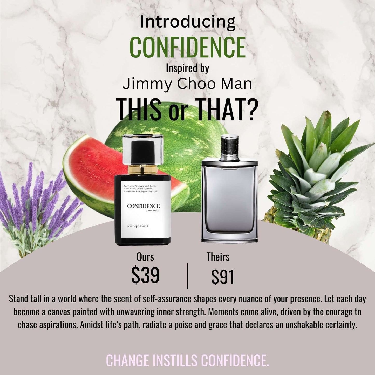 CONFIDENCE | Inspired by JIMMY CHOO MAN | Lavender Pink Pepper Patchouli Essential Oils | Jimmy Choo Dupe Pheromone Perfume - aromapassions