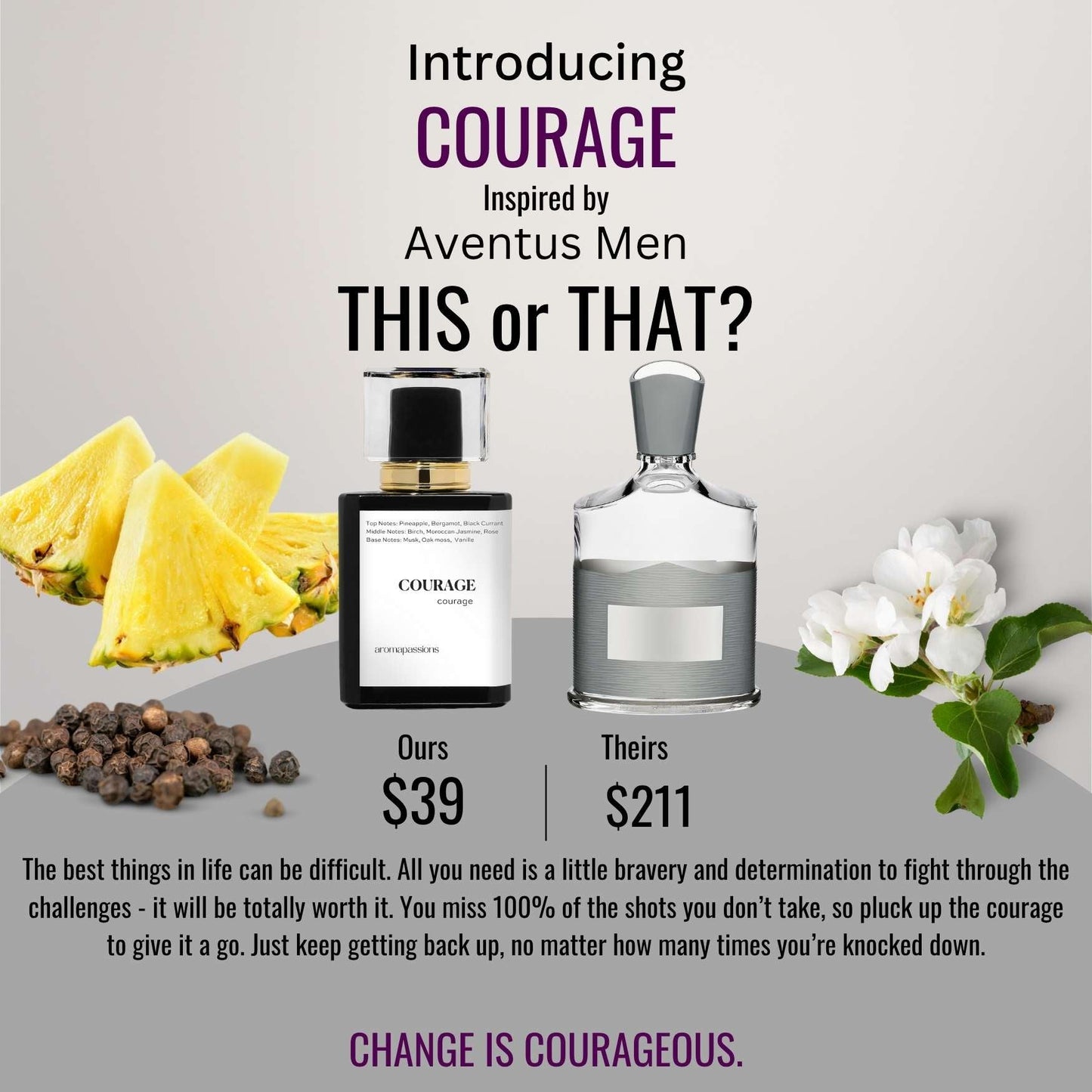 COURAGE | Inspired by CREED AVENTUS | Aventus Dupe Pheromone Perfume - aromapassions