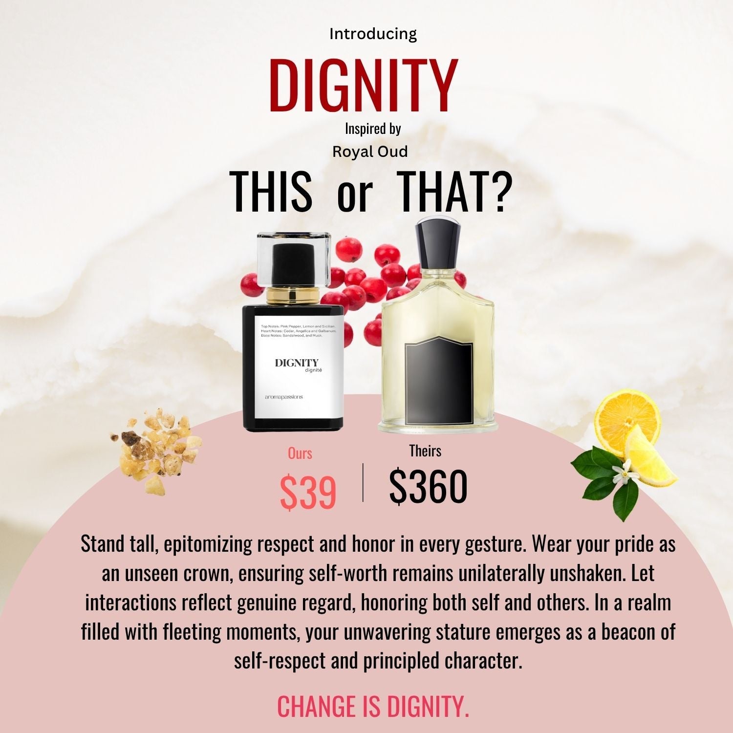 DIGNITY | Inspired by CREED ROYAL OUD | Royal Oud Dupe Pheromone Perfume - aromapassions