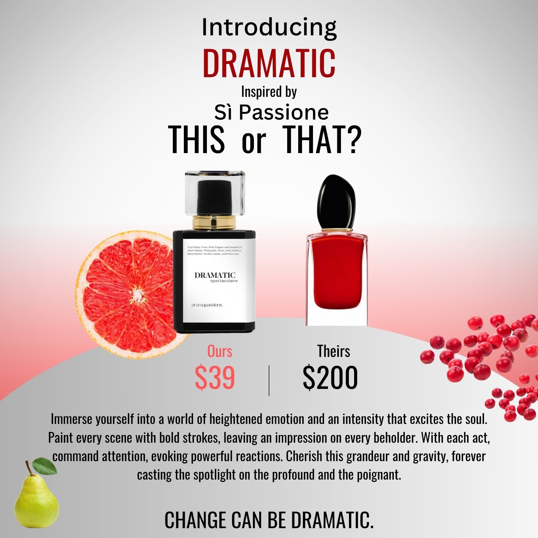 DRAMATIC | Inspired by GIORGIO ARMANI SÌ PASSIONE | Sì Passione Dupe Pheromone Perfume - aromapassions