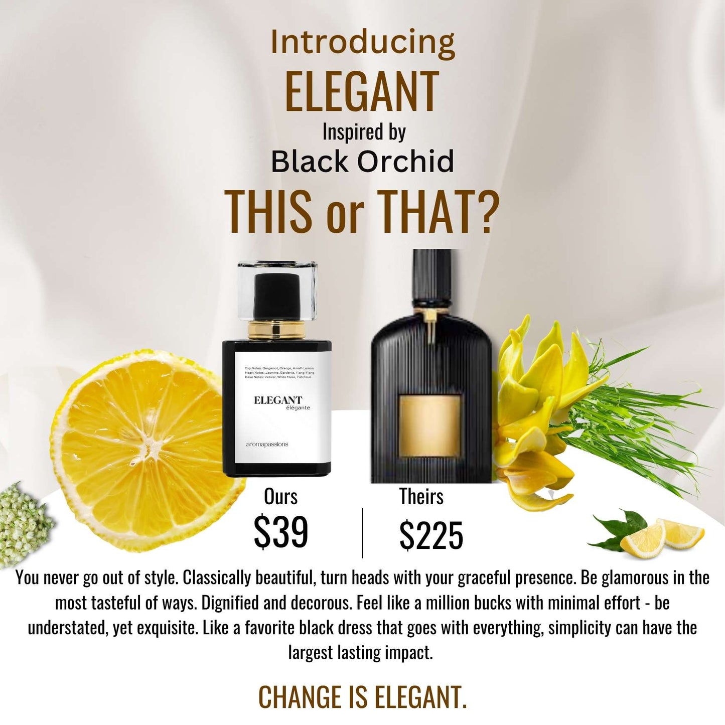 ELEGANT | Inspired by Tom Ford BLACK ORCHID | Black Orchid Dupe Pheromone Perfume | Jasmine Ylang - Ylang Patchouli Vetiver Essential oils. - aromapassions