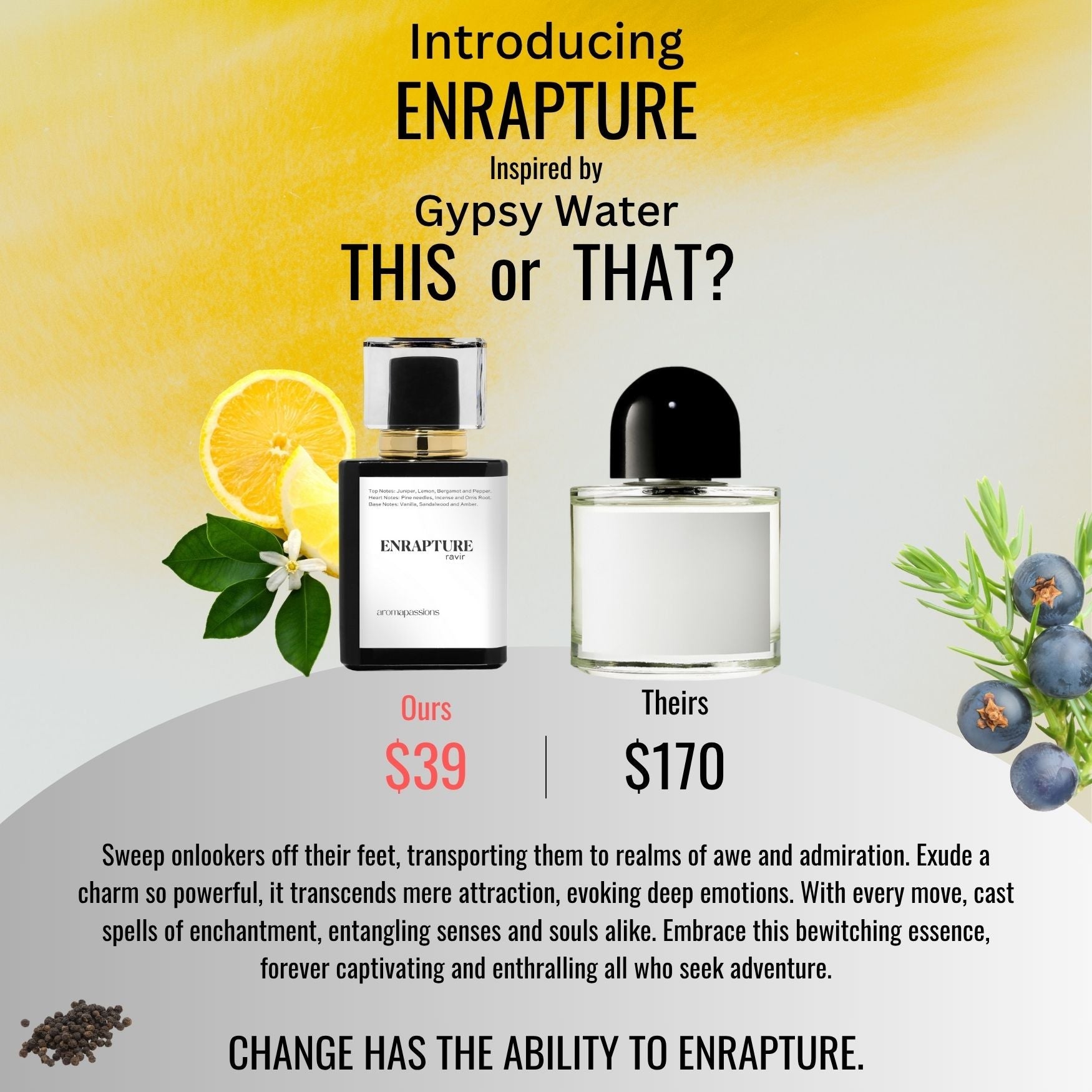 ENRAPTURE | Inspired by BYREDO GYPSY WATER | Gypsy Water Dupe Pheromone Perfume - aromapassions