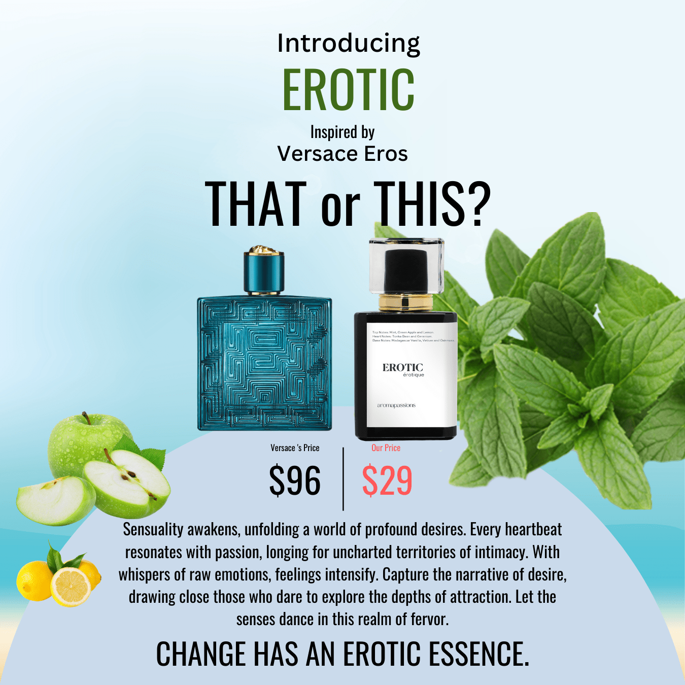 EROTIC | Inspired by VERSACE EROS | Eros Dupe Pheromone Perfume - aromapassions