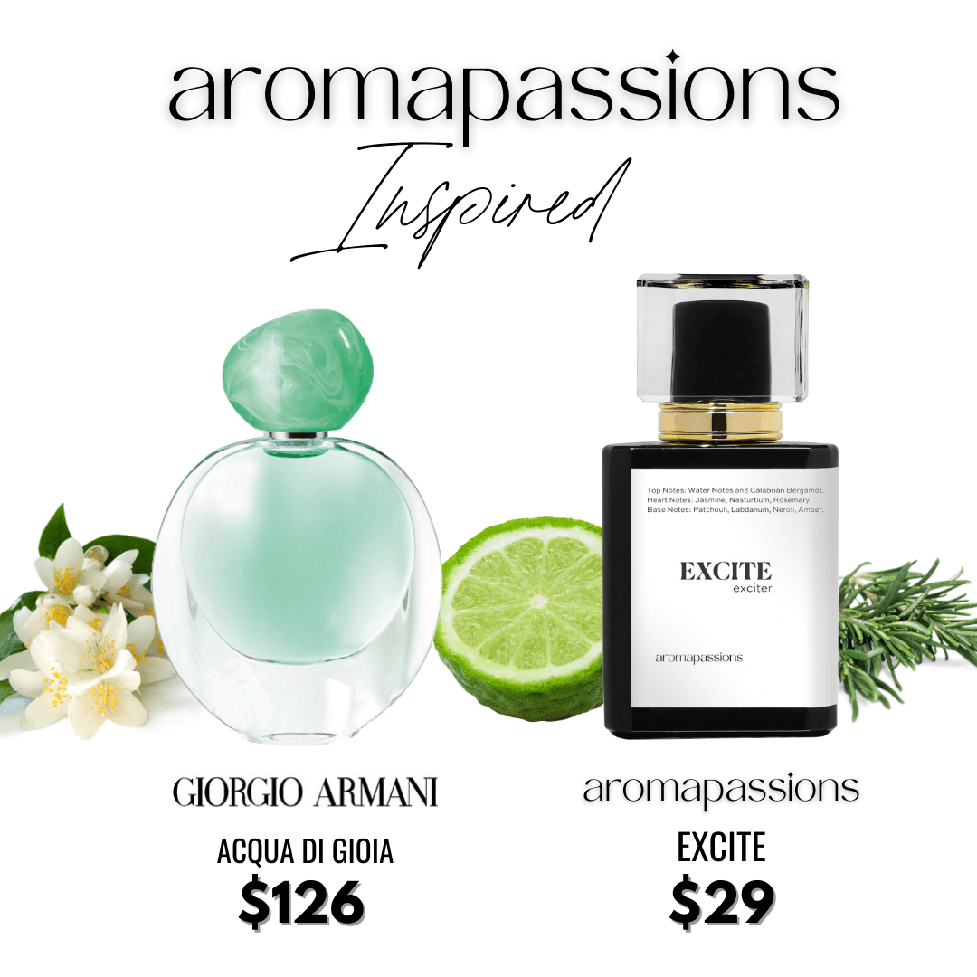 EXCITE | Inspired by GIORGIO ARMANI ACQUA DI GIOIA | Aqua di Gioia Dupe Pheromone Perfume - aromapassions