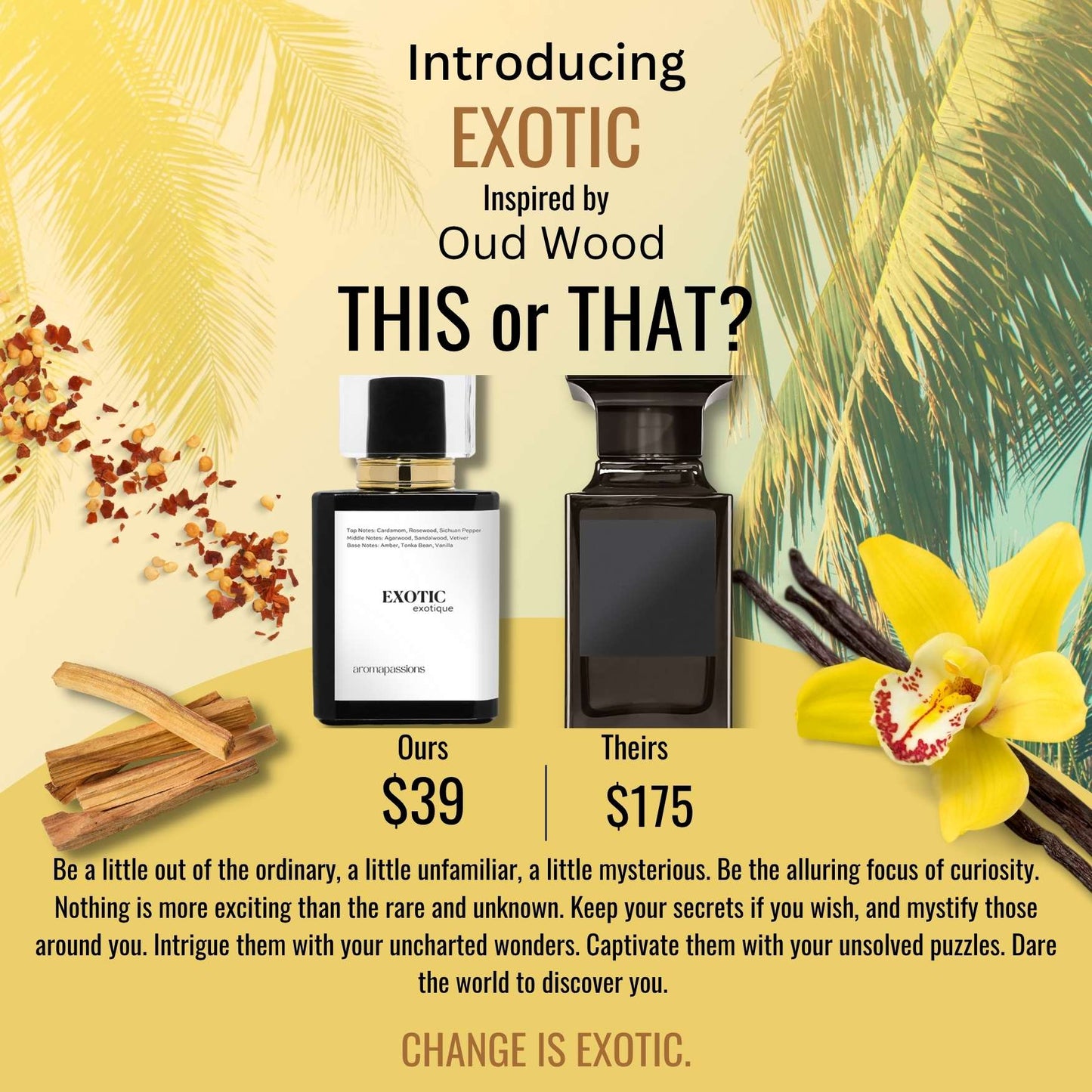 EXOTIC | Inspired by TOM FORD OUD WOOD | Oud Wood Dupe Pheromone Men Women Perfume | Cardamom Rosewood Sichuan Pepper Agarwood Vanilla Vetiver Essential oils. - aromapassions