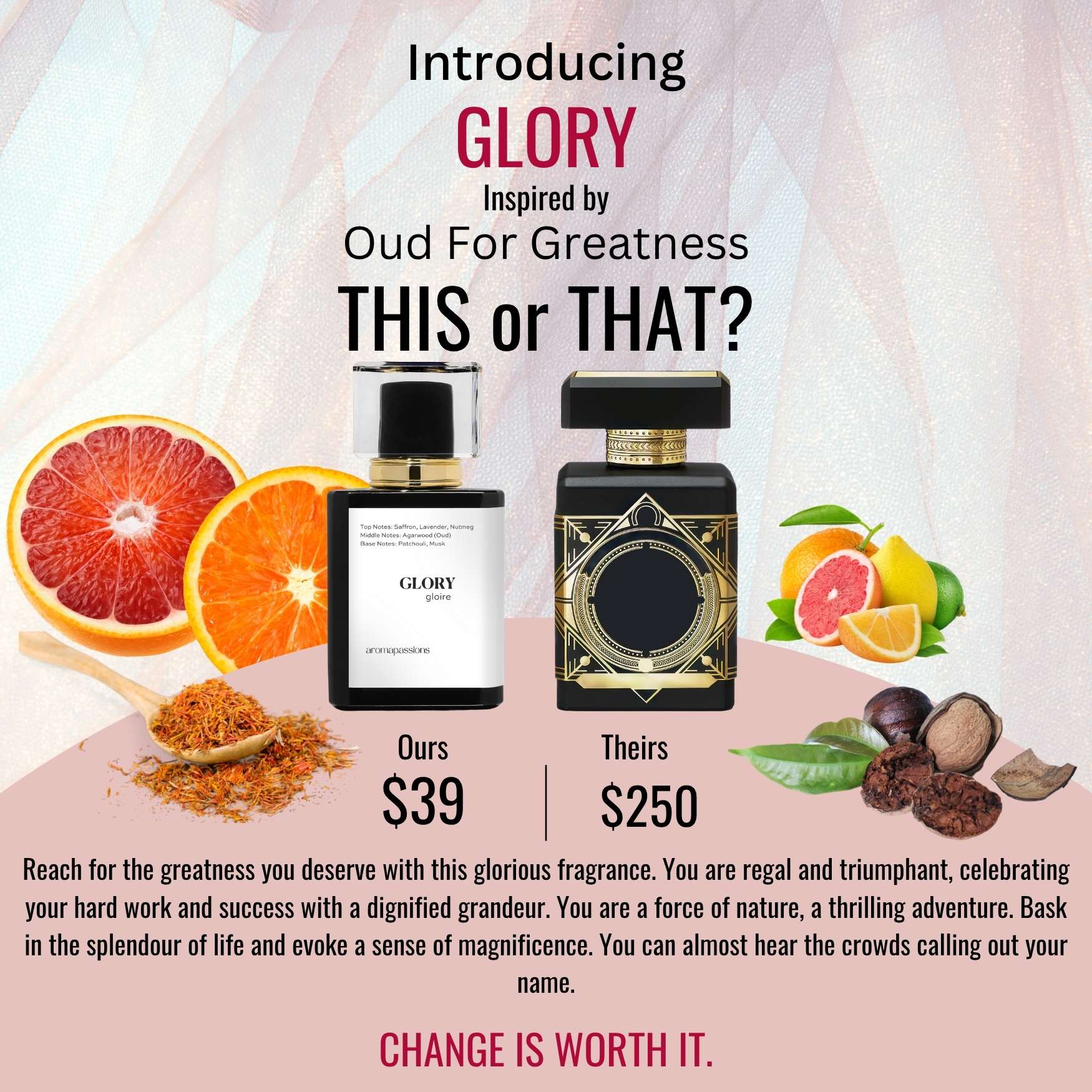 GLORY | Inspired by INTIO OUD FOR GREATNESS | Oud for Greatness Dupe Pheromone Perfume - aromapassions