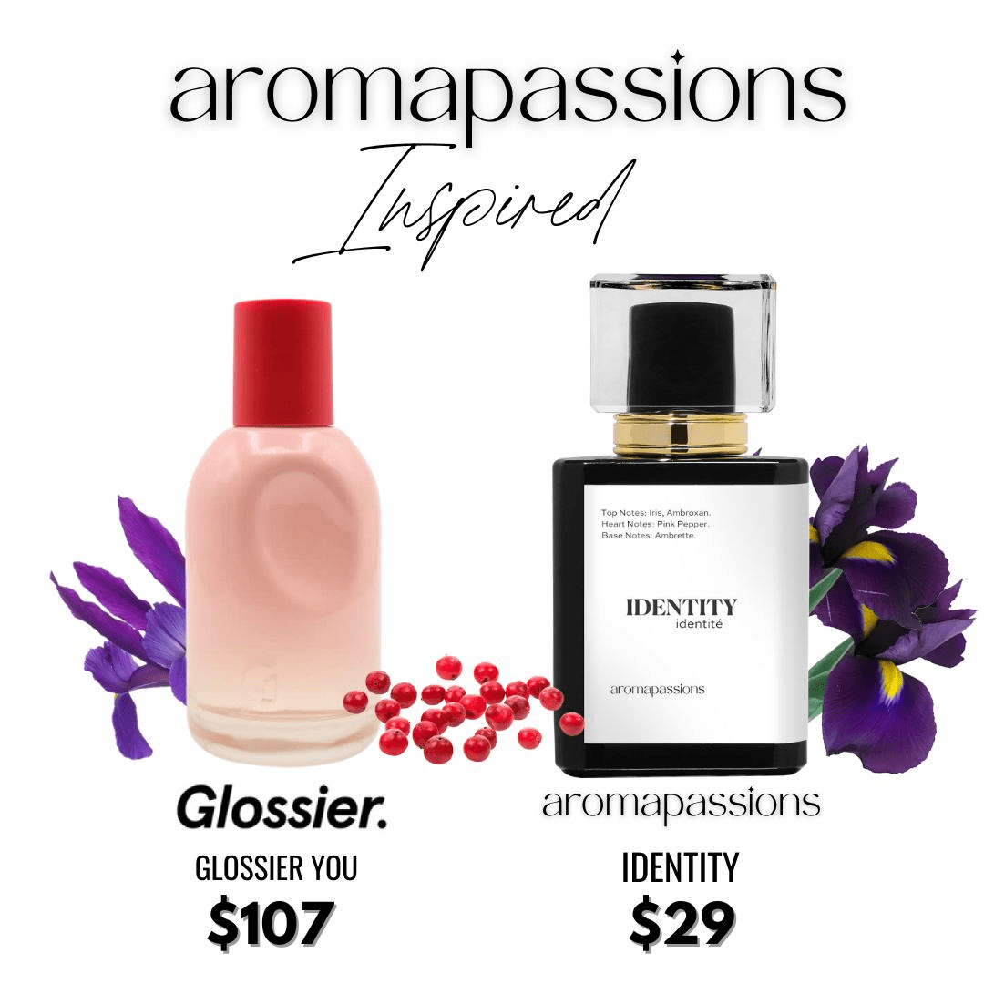 IDENTITY | Inspired by GLSR. YOU | Iris Pink Pepper Ambrette Essential Oils | Glossier You Dupe Pheromone Perfume - aromapassions