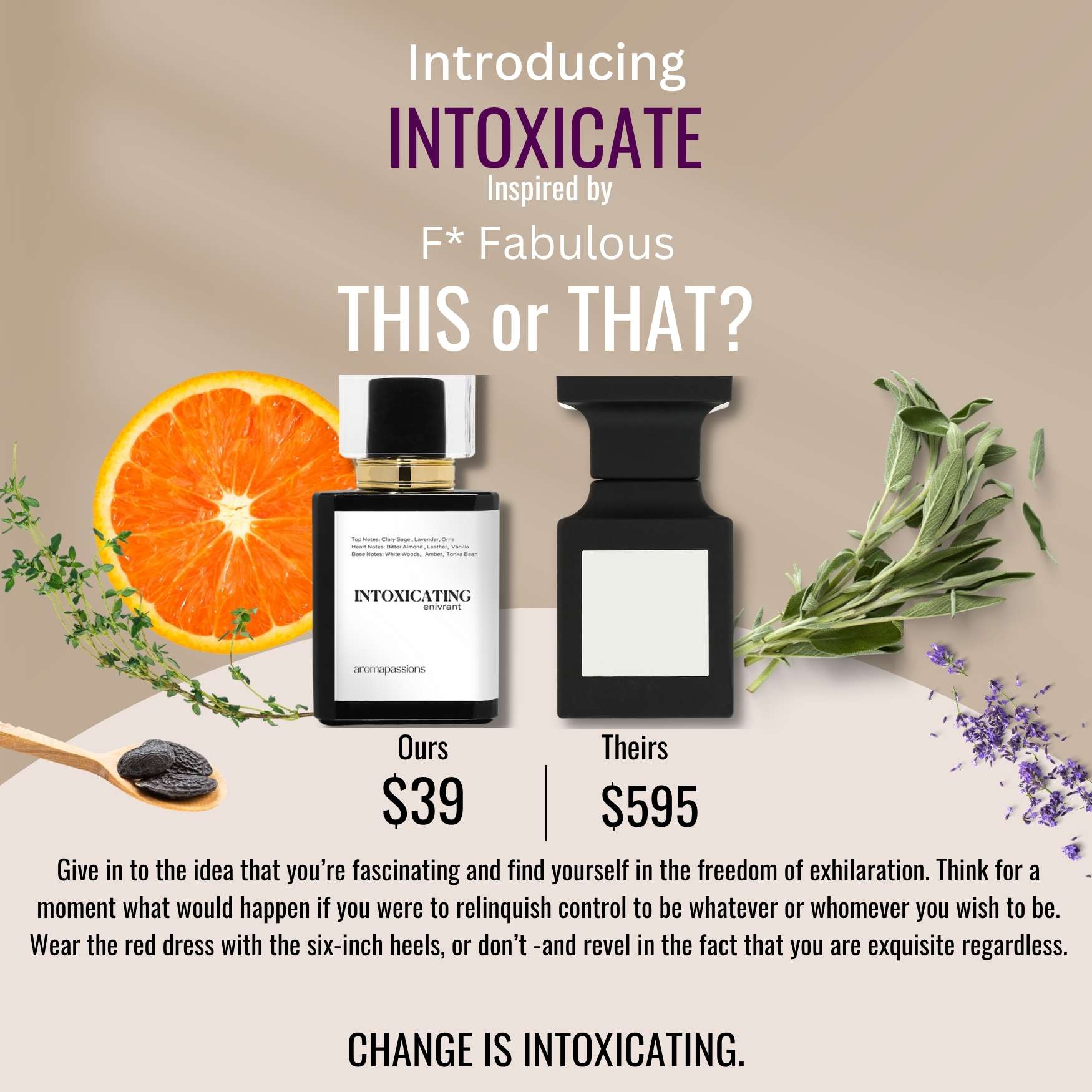 INTOXICATE | Inspired by Tom Ford F* FABULOUS | F* Fabulous Dupe Pheromone Perfume | Perfume de Mujer Hombre | Fragrance Lavender Clary Sage Orange Thyme Cinnamon Essential Oils | Affordable Cheap Perfume - aromapassions