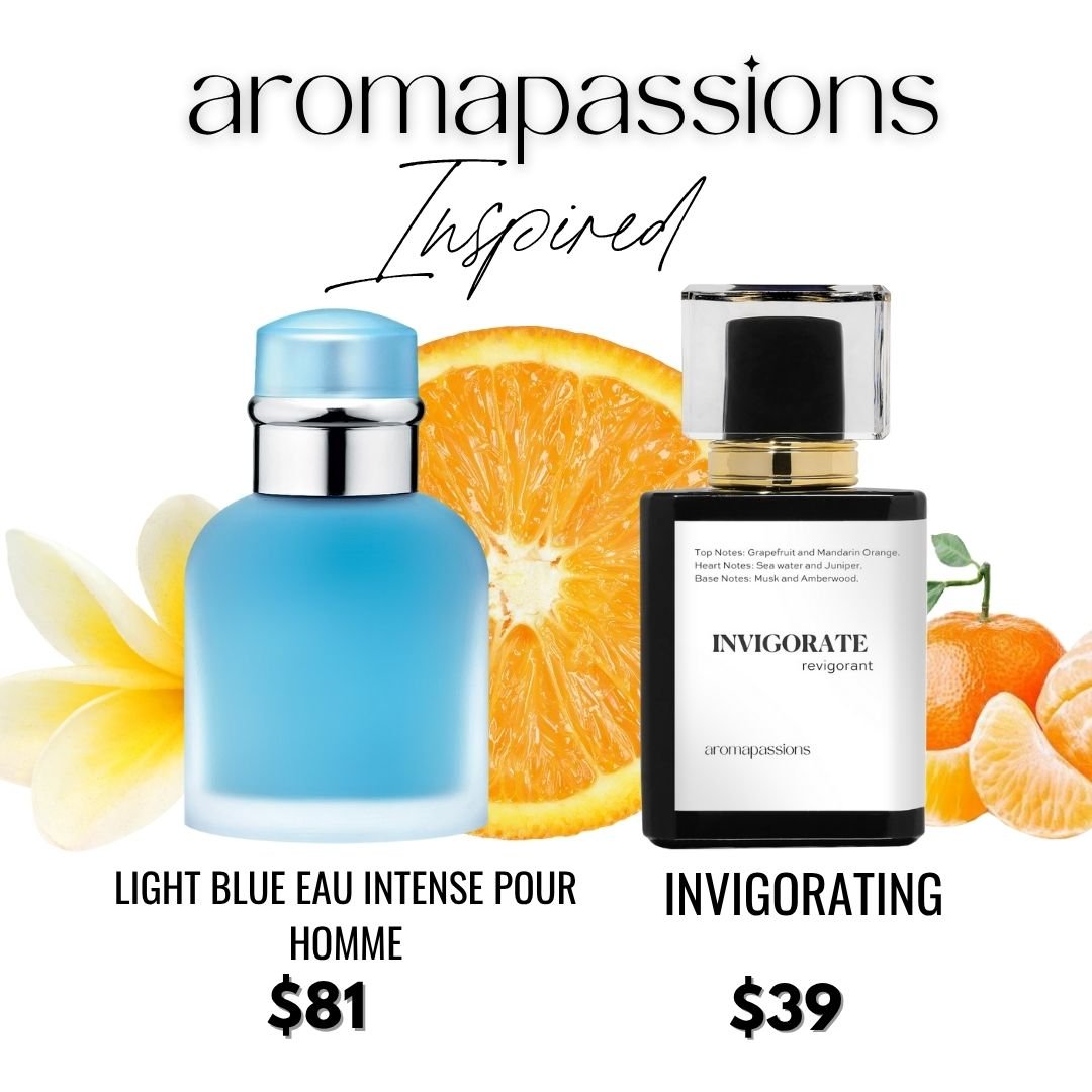 INVIGORATE | Inspired by DOLCE GABBANA LIGHT BLUE EAU INTENSE POUR HOMME | Grapefruit Mandarin Orange Juniper Essential Oil | Light Blue Dupe Pheromone Perfume - aromapassions