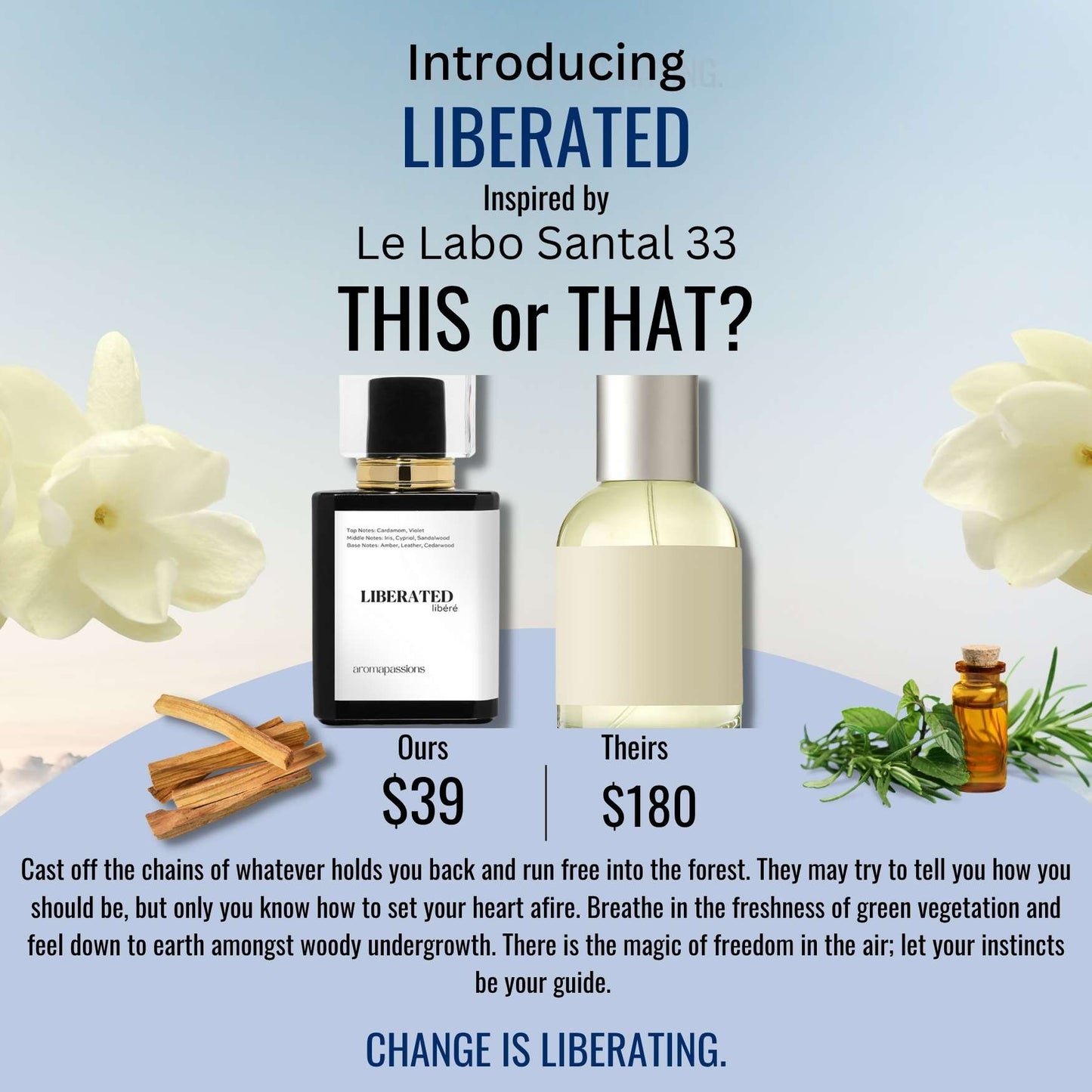 LIBERATED | Inspired by LE LABO SANTAL 33 | Santal 33 Dupe Pheromone Perfume - aromapassions