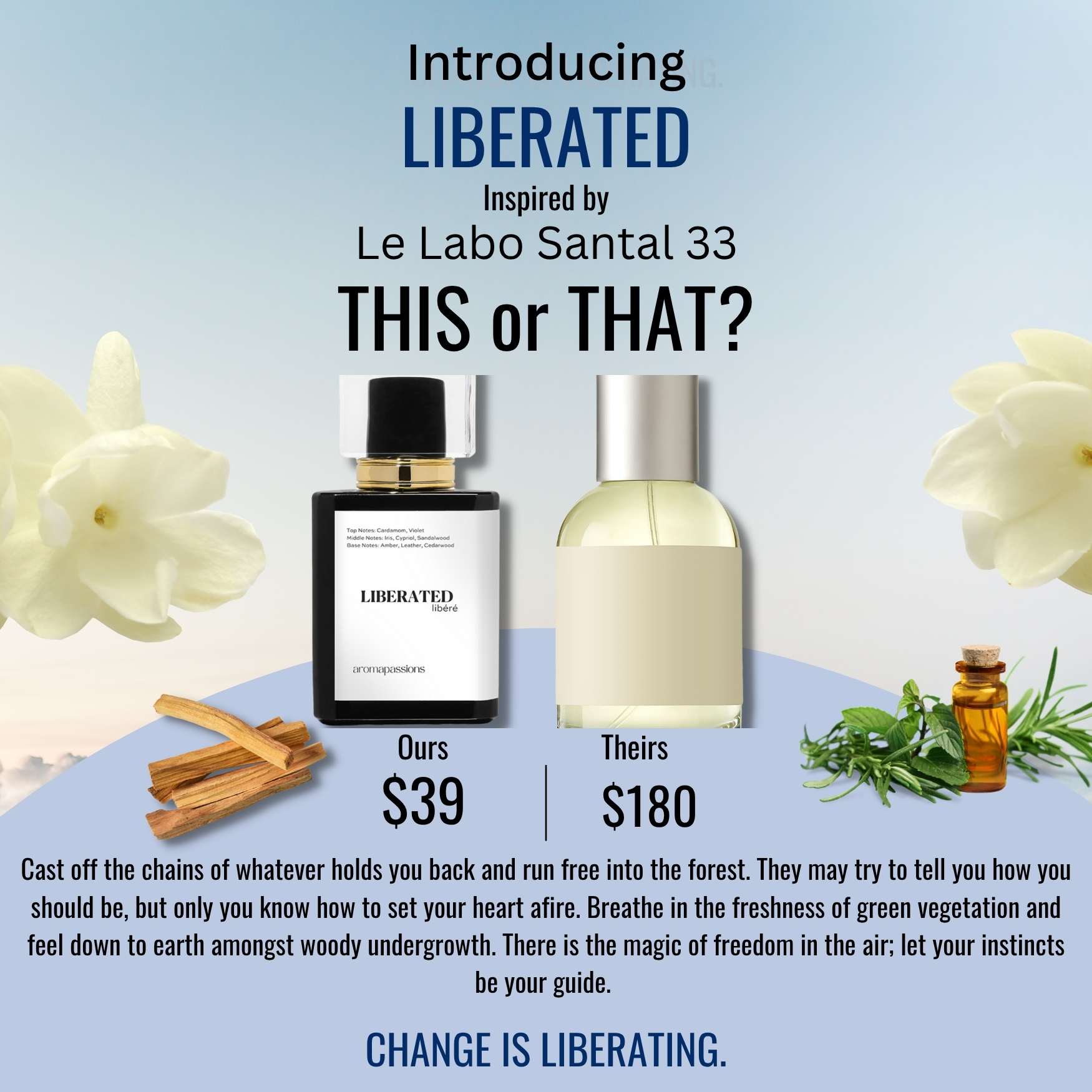 LIBERATED | Inspired by LE LABO SANTAL 33 | Santal 33 Dupe Pheromone Perfume - aromapassions