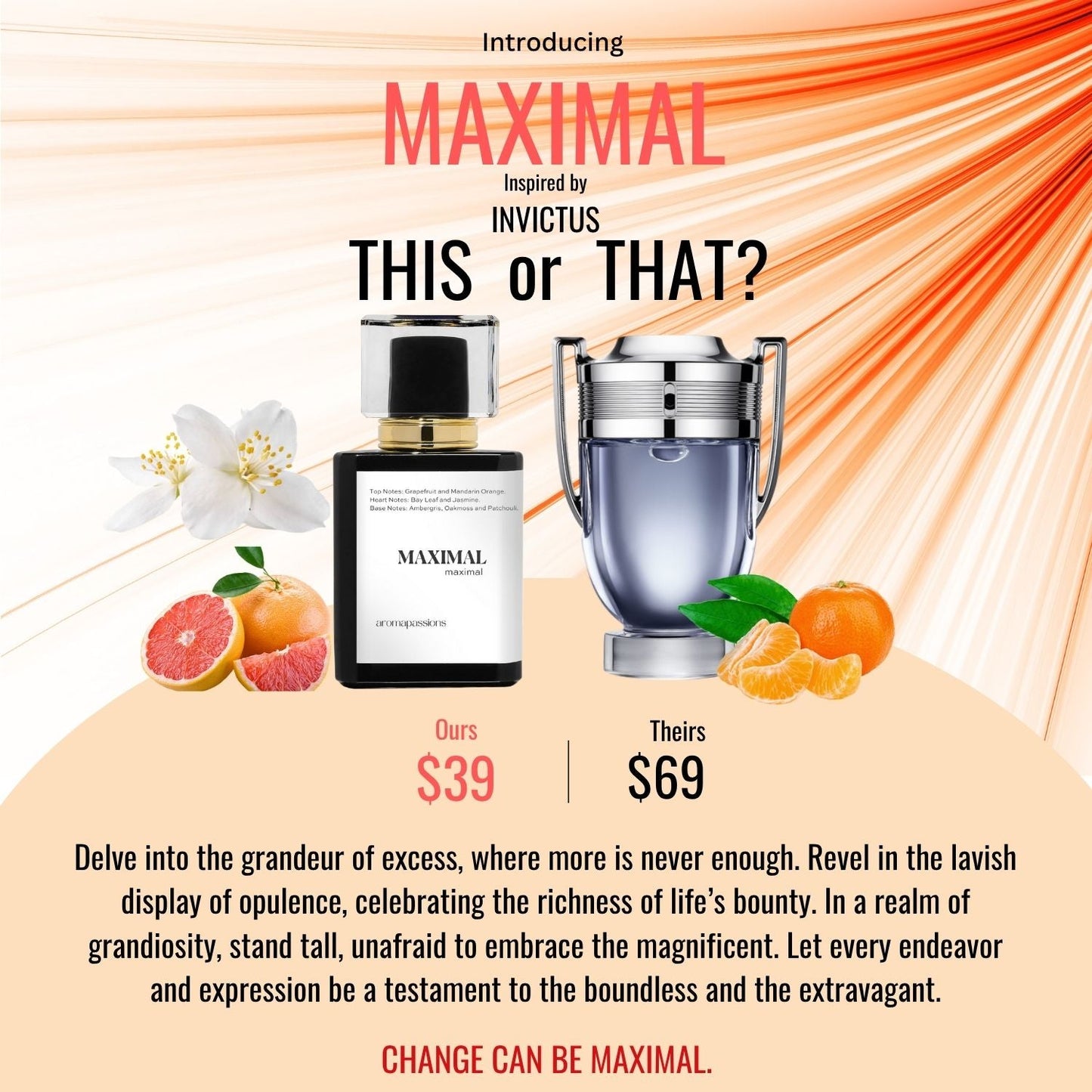 MAXIMAL | Inspired by PACO RABANNE INVICTUS | Invictus Dupe Pheromone Perfume - aromapassions