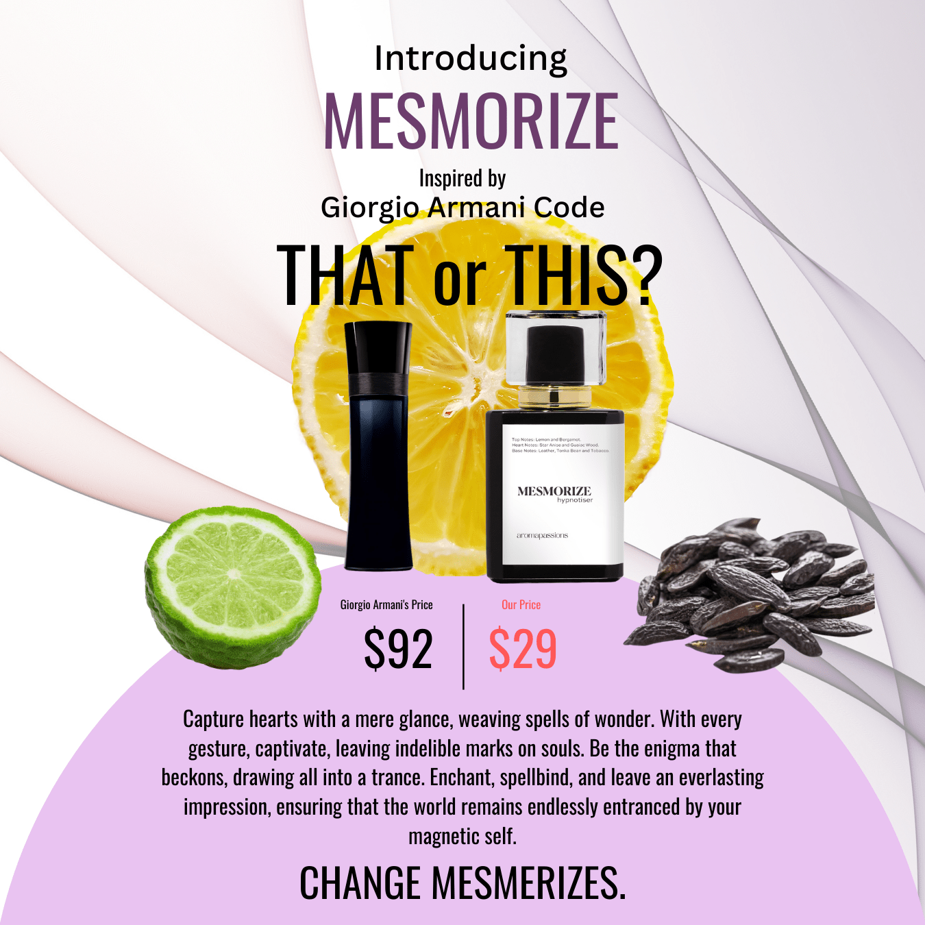 MESMORIZE | Inspired by GIORGIO ARMANI CODE | Armani Code Dupe Pheromone Perfume - aromapassions