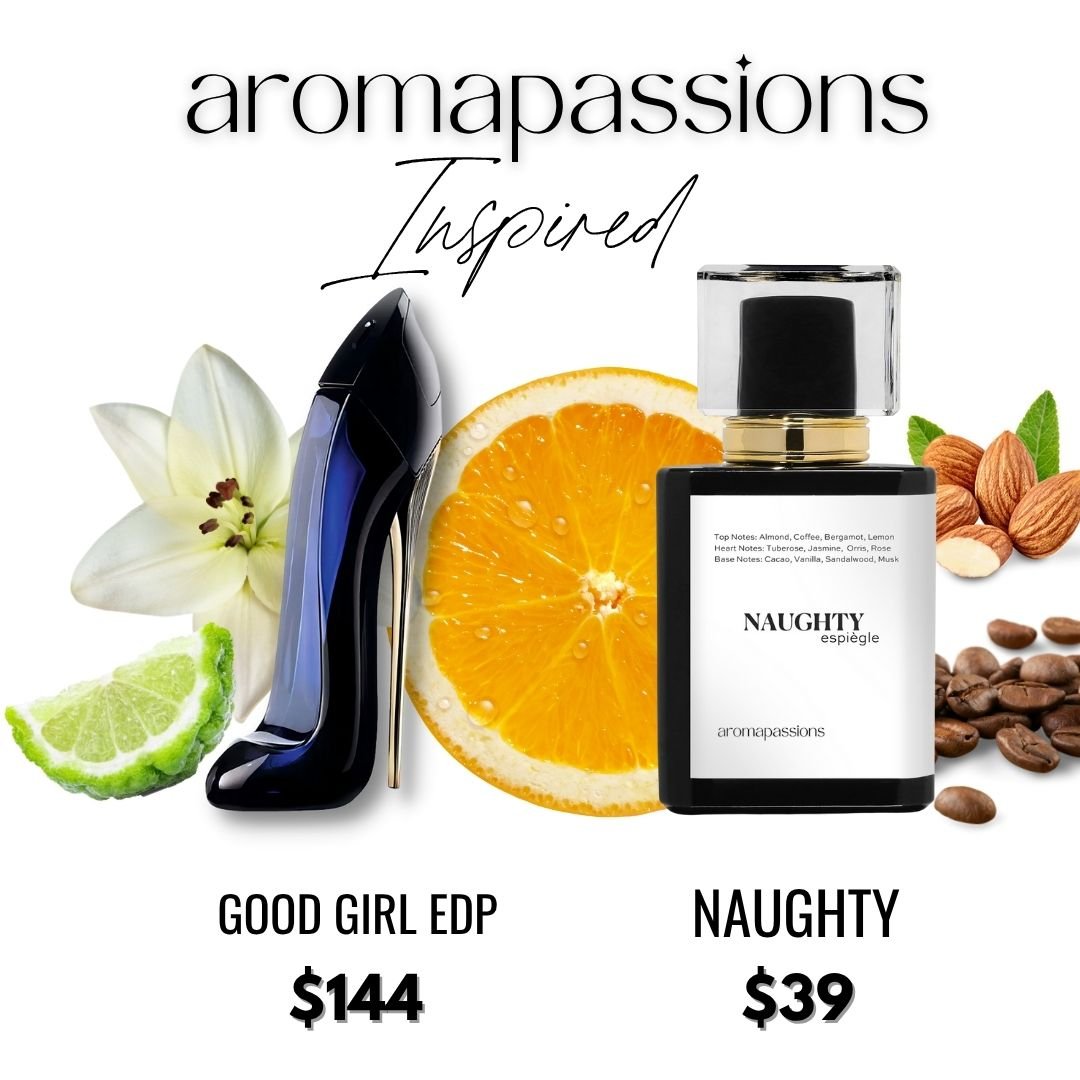 NAUGHTY | Inspired by CH GOOD GIRL | Good Girl Dupe Pheromone Ladies Perfume | Jasmine Rose Sandalwood Essential Oils | - aromapassions