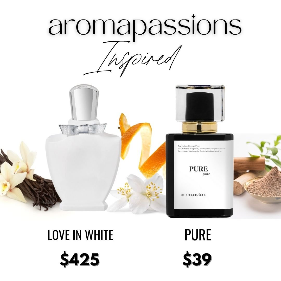 PURE | Inspired by CREED LOVE IN WHITE | Narcissus Italian Jasmine Bulgarian Rose Sandalwood Vanilla Essential Oils | Love in White Dupe Pheromone Perfume - aromapassions