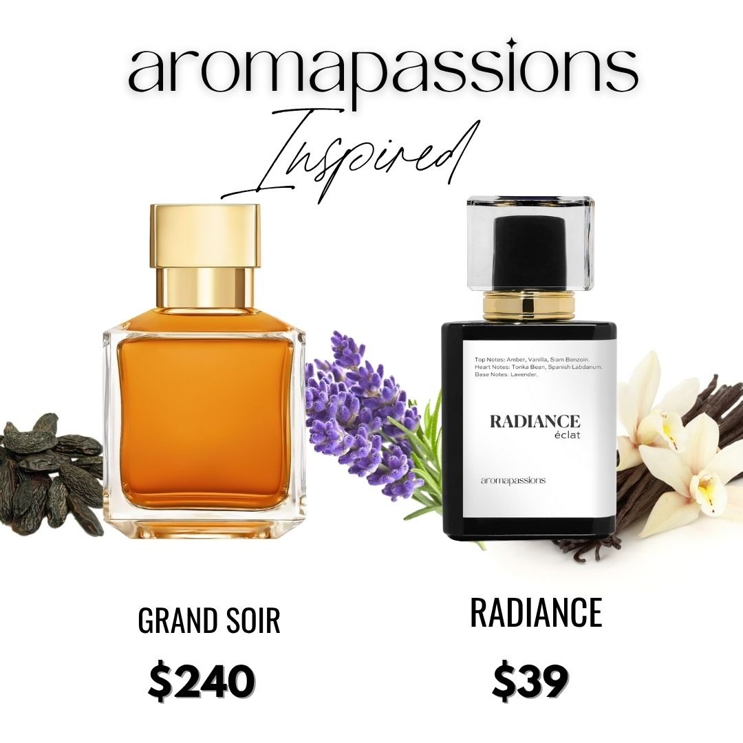 RADIANCE | Inspired by MFK GRAND SOIR | Grand Soir Dupe Pheromone Men Women Perfume | Amber Vanilla Tonka Bean Lavender Essential Oils - aromapassions