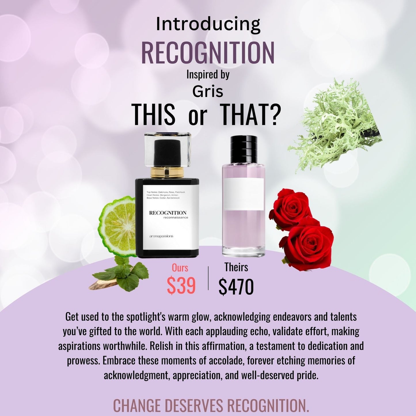RECOGNITION | Inspired by DIOR GRIS | Gris Dupe Pheromone Perfume - aromapassions