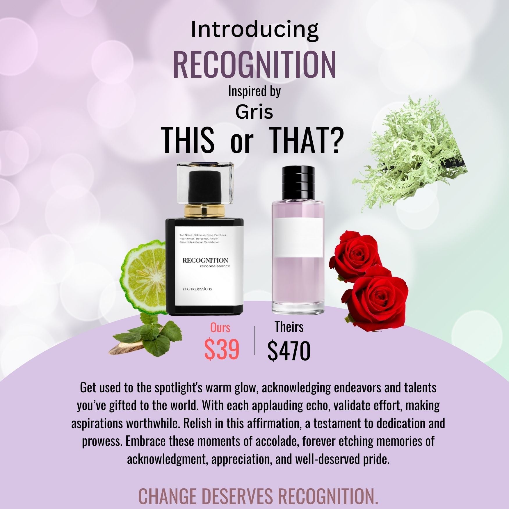 RECOGNITION | Inspired by DIOR GRIS | Gris Dupe Pheromone Perfume - aromapassions