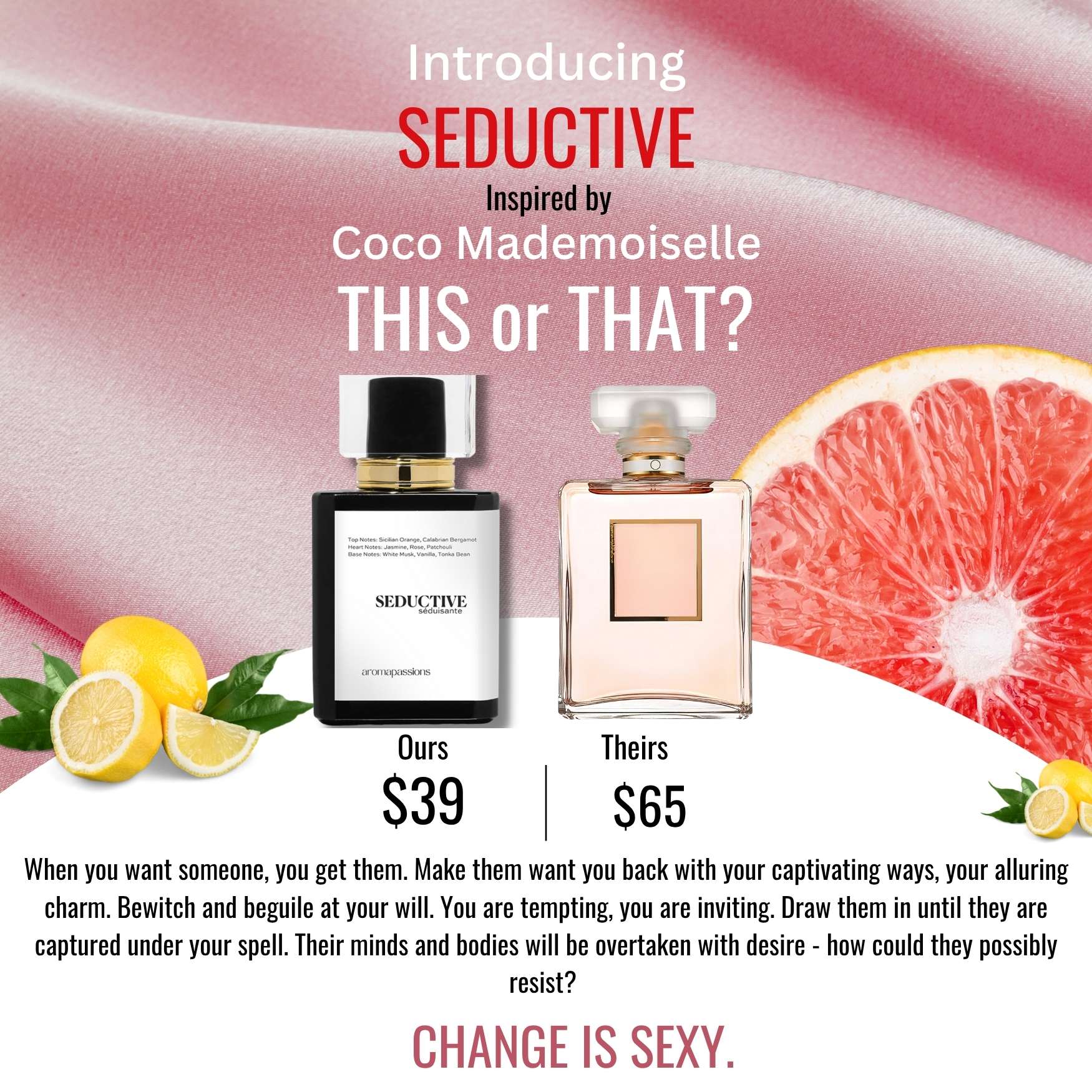 SEDUCTIVE | Inspired by CHANEL COCO MADEMOISLLE Eau De Parfum | Fragrance Oil Pheromone Perfume Women | Rose Vanilla Essential Oils Scent Notes| - aromapassions