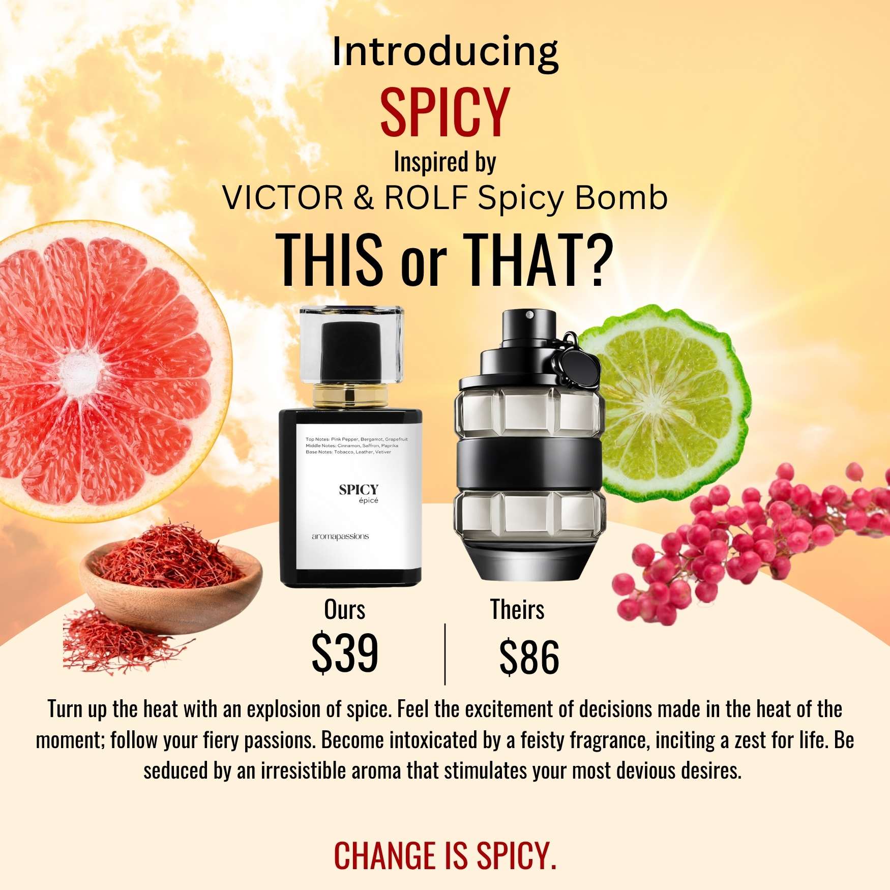 SPICY | Inspired by VIKTOR & ROLF SPICEBOMB | Spicebomb Dupe Pheromone Perfume - aromapassions
