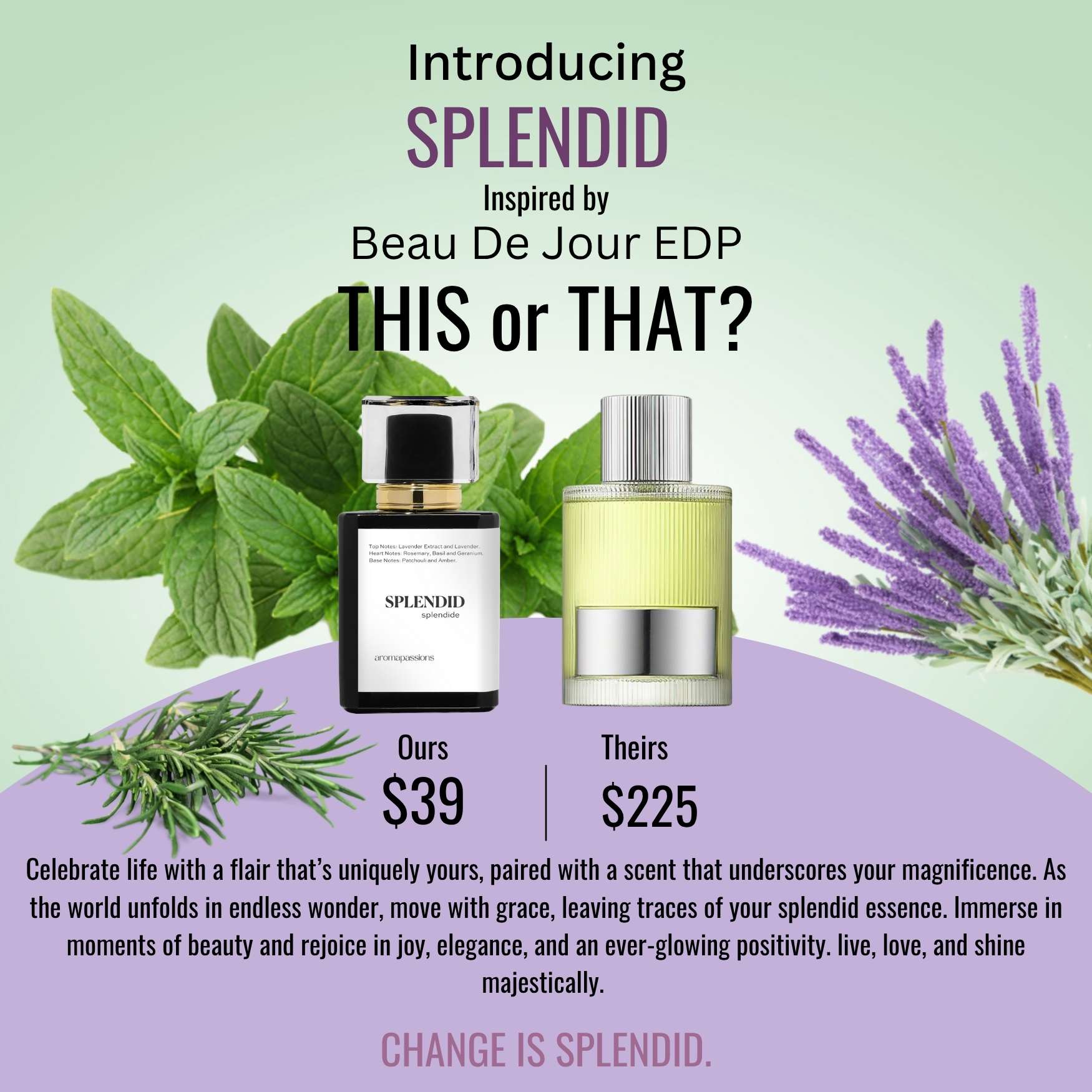 SPLENDID | Inspired by TOM FORD BEAU DE JOUR | Lavender Rosemary Mint Patchouli Essential Oil | Beau De Jour Dupe Pheromone Perfume - aromapassions