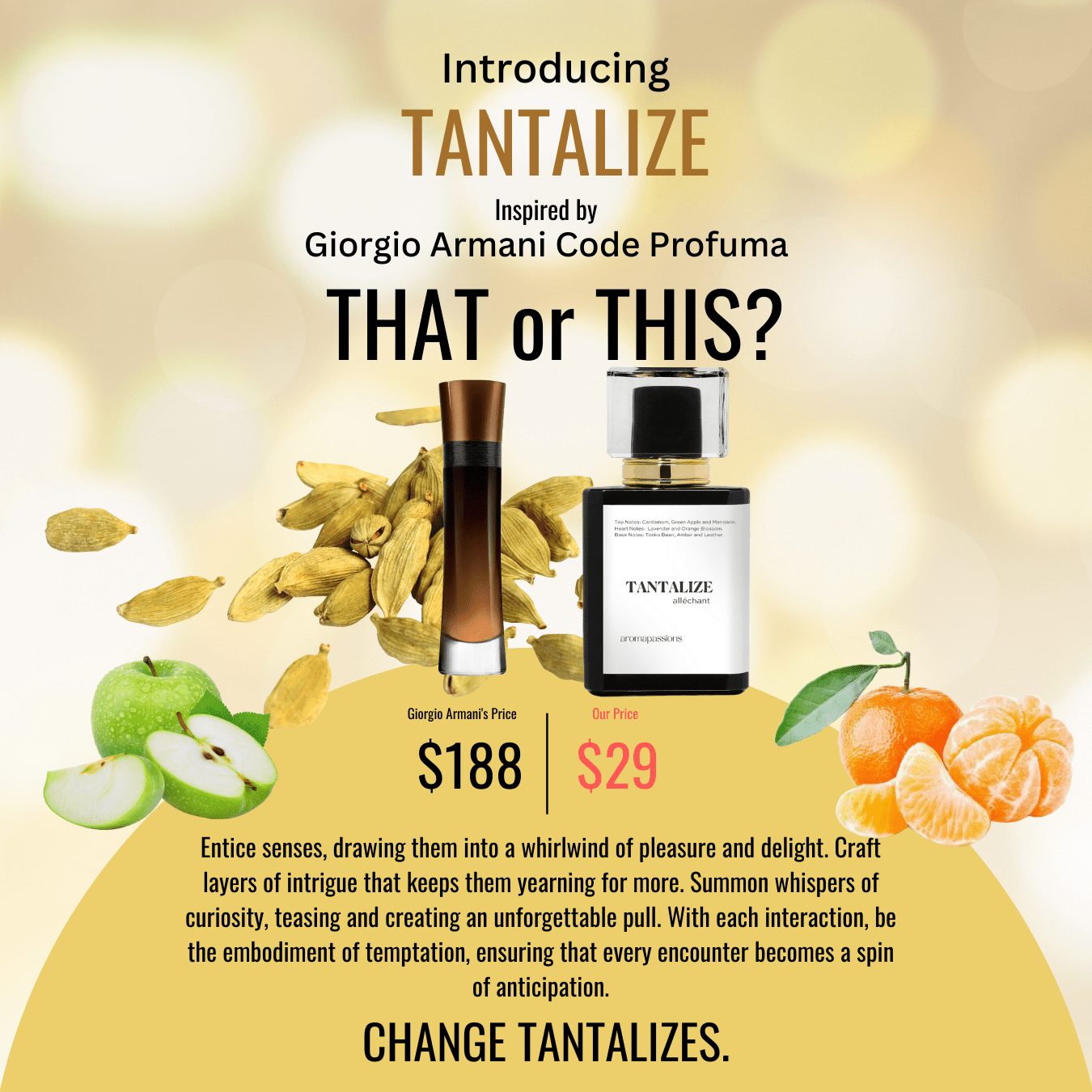 TANTALIZE | Inspired by GIORGIO ARMANI CODE PROFUMA | Armani Code Profuma Dupe Pheromone Perfume - aromapassions