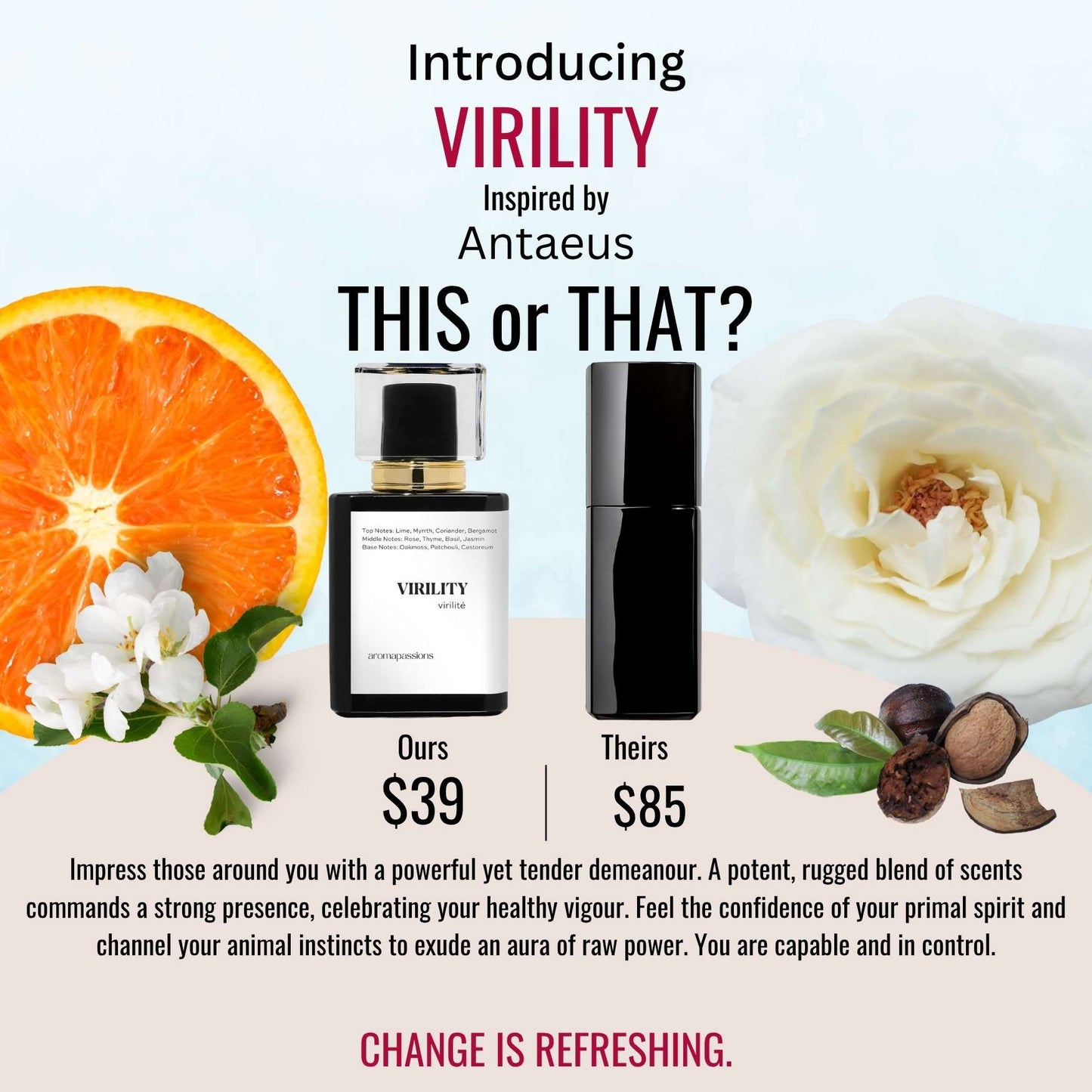 VIRILITY | Inspired by CHANEL ANTAEUS | Antaeus Dupe Pheromone Perfume - aromapassions