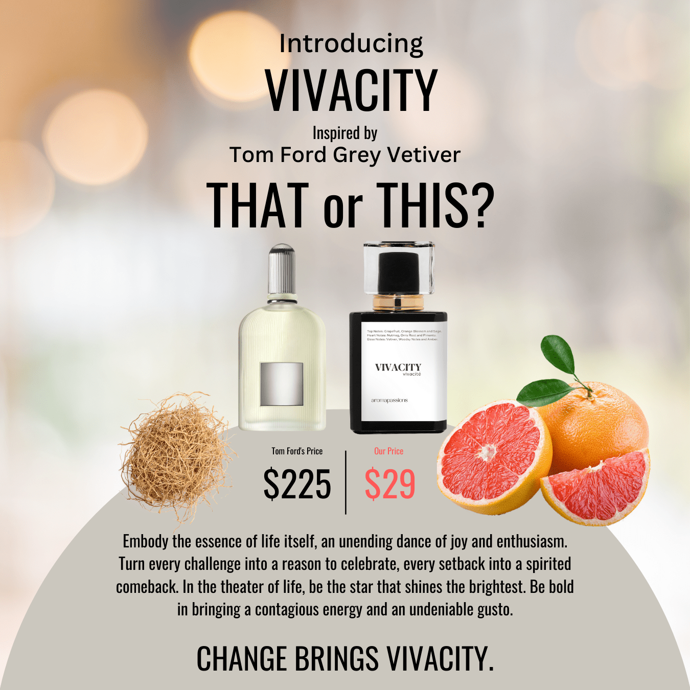 VIVACITY | Inspired by TOM FORD GREY VETIVER | Grey Vetiver Dupe Pheromone Perfume - aromapassions