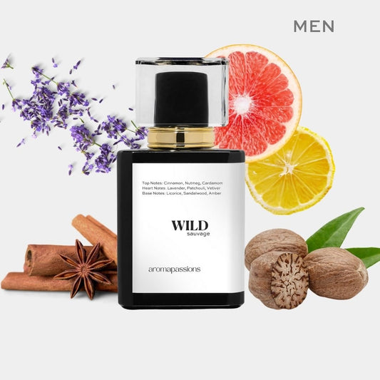 WILD | Inspired by D. SAUVAGE ELIXIR | Sauvage Elixir EDP Dupe Pheromone Perfume | Cinnamon Lavender Essential Oils | Amber Fragrance Oil Notes for Men - aromapassions
