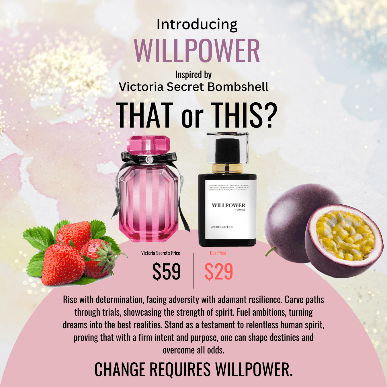 WILLPOWER | Inspired by VICTORIA SECRET BOMBSHELL | Bombshell Dupe Pheromone Perfume - aromapassions